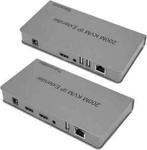 Zyyini 200M HDMI KVM IP Extender,Full HD 1080P IR Control Multimedia Interface Compatible with 720P and 480P, Loop Out KVM Network Extender(#3)