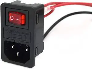 DEVMO 2pcs 10A 250V Rocker Switch Power Socket Inlet Module Plug 5A Fuse Switch with 18 AWG Wiring 3 Pin IEC320 C14 Connected Terminal Crimps and Wires