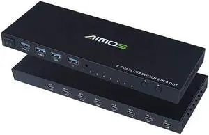 Ennovor USB2.0 Shared Switcher 8 Computers Sharing 4 USB Devices 8 in 4 Out Switcher Box for Keyboard/Mouse/Printer/U Disk