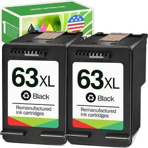 Limeink 2 Black Remanufactured Ink Cartridge 63XL 63 XL High Yield  Envy 4512 4520 Deskjet 3632 2130 2132 1110 1111 3636 3637 1112 3630 3634 OfficeJet 3830 4650 3833 4652 4655 5255 5258 Printer