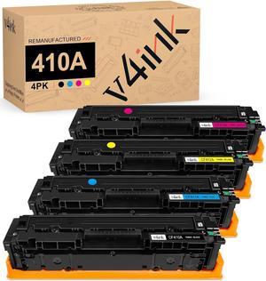 V4INK Compatible Toner Cartridge Replacement for HP 410A CF410A 410X CF410X 4 Packs,for use in HP Color Laserjet Pro MFP M477fdw M477fnw M477fdn M452dw M452dn M452nw M477 M452 M377dw Printer