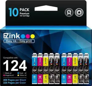 E-Z Ink (TM Remanufactured Ink Cartridge Replacement  124 T124 to use with NX125 Stylus NX127 NX130 Stylus NX230 NX330 Stylus NX420 NX430 Workforce 320 323 325 Workforce 435 (10 Pack)
