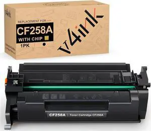 v4ink with Chip 58A Compatible Toner Cartridge Replacement  58A CF258A 58X CF258X  Pro M404n M404dn M404dw MFP M428fdw M428fdn M404 M428 Enterprise M430f M406dn Printer (Black, 1-Pack)