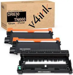 v4ink Compatible DR-630 TN-660 Toner Replacement for Brother DR630 Drum TN660 Toner Cartridge (1D + 2T Set) for Brother HL-L2300D L2320D HL-L2340DW L2360DW L2380DW MFC-L2700DW L2720DW L2740DW Printer