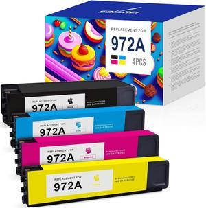 SAILNER 972A Ink Cartridges Remanufactured Ink Cartridge Replacement  972A 972 A Combo Pack use with PageWide Pro 477dw 577dw 452dw 577z 552dw 477dn Printer Black Cyan Magenta Yellow 972A