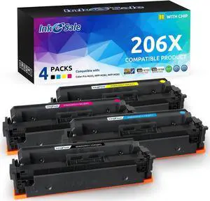 INK E-SALE with Chip 206X (Display Ink Level) Compatible Toner Cartridge Replacement  206X 206A W2110X W2111X W2112X W2113X  Color Pro MFP M283FDW M255DW M283CDW M283 M282 M255
