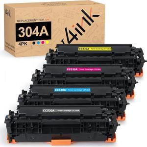 v4ink Remanufactured CC530A Toner Cartridge Replacement   304A CC530A CC531A CC532A CC533A   Laserjet CP2025n CP2025dn CP2025x CM2320 CM2320n CM2320fxi Color Printer (4-Pack)