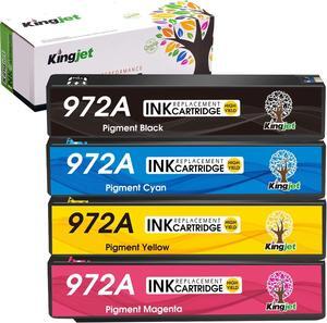 Kingjet Compatible  972A Ink Cartridges Replacement  972A 972 972X Work with PageWide 377dw PageWide Pro 477DW 477DN 577DW 577z 552DW 452DN 452DW 352DW P55250DW P57750DW, 4 Pack