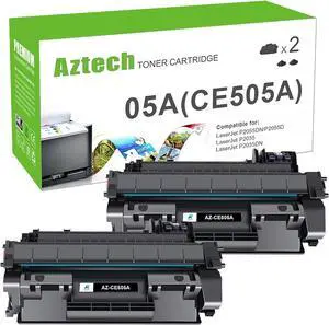 Aztech Compatible Toner Cartridge Replacement  CE505A 05A  P2035 P2035N P2055DN 2055DN 2035N P2030 P2050 P2055D P2055X 2055D 2055X Printer (Black 2-Pack)