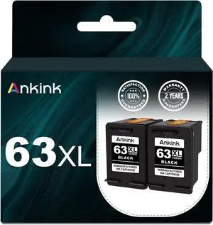Ankink 4x Capacity 63XL Black Ink Cartridges 2 Pack Replacement  Ink 63 XL for Officejet 3830 4650 4652 4655 5200 5252 5255 5258 Envy 4520 4512 Deskjet 1112 2132 3630 3632 Printer HP63 HP63xl BK
