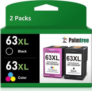 Palmtree Remanufactured Ink Cartridge Replacement  Ink 63 63XL Ink Cartridges Black and Color  OfficeJet 3830 4650 5255 Envy 4520 4512 4513 Deskjet 1112 2130 Printer (1 Black 1 Tri-Color)