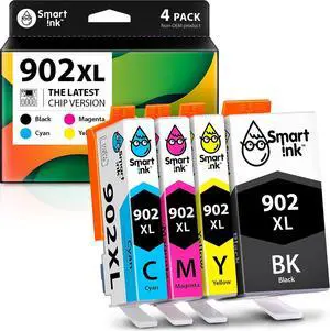 Smart Ink Compatible Ink Cartridge Replacement  902 XL 902XL (4 Combo Pack) to use with Officejet Pro 6978 6968 6974 6975 6960 Officejet 6951 6954 6956 6958 Printers