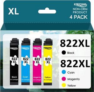 822XL Ink Cartridge Replacement  822 Ink Cartridges 822 XL T822XL for Workforce Pro WF-3820 WF-4820 WF-4830 WF-4833 Printer (1 Black,1 Cyan,1 Magenta,1 Yellow)