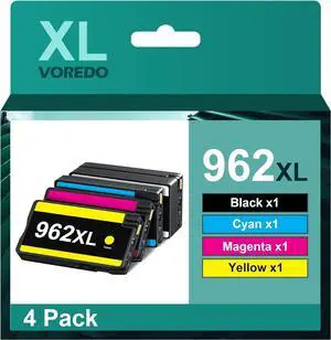 962XL Ink Cartridges Combo Pack High Capacity [Latest Version] Replacement  962 962XL HP962 Ink  Officejet Pro 9025 9015 9010 9018 9012 9020 Printer (Black, Cyan, Megenta, Yellow, 4 Pack)