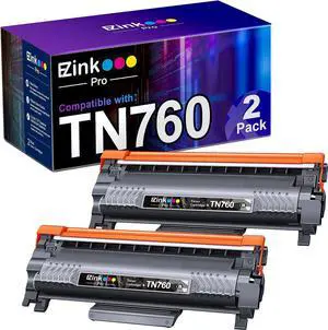 E-Z Ink Pro Compatible Toner Cartridge Replacement  TN760 TN-760 TN730 to Use with HL-L2350DW HL-L2395DW HL-L2390DW HL-L2370DW MFC-L2750DW MFC-L2710DW DCP-L2550DW (Black,2 Pack)
