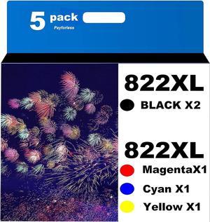 822XL Remanufactured  822XL Ink Cartridges  822XL Printer Ink Epson Workforce Pro WF-3820 WF-4820 WF-4830 WF-4833 WF-4834 Printer (2BCMY,5 Pack)