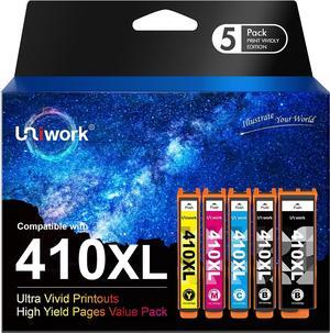 Uniwork Remanufactured Ink Cartridge Replacement  410XL 410 XL T410XL use for Expression XP-830 XP-640 XP-7100 XP-630 XP-530 XP-635 Printer tray (Latest Upgraded Chip, 5 Pack)