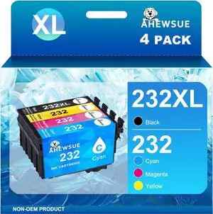 232XL Ink Cartridges Remanufactured Replacement  232 XL Ink Cartridges Combo Pack for XP-4200 XP-4205 WF-2930 WF-2950 Printer (1 Black, 1 Cyan, 1 Magenta, 1 Yellow, 4 Pack)
