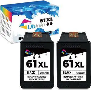 Ubinki 61XL Ink Cartridges Black Replacement  Ink 61 XL HP61 HP61XL for Envy 4500 5530 4502 4501 5535 5534 DeskJet 2540 1000 1055 1010 1510 3050 3510 OfficeJet 4630 4635 Printer (2-Pack)