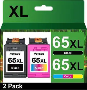 65XL Black and Color Combo Pack Remanufactured Ink  65XL 65 XL for Deskjet 2680 2655 2652 2635 DeskJet 3755 3752 3772 3720 Envy 5058 5052 5055 5034 5032 AMP 100 105 120 (Black, Tri-Color)