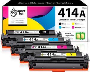 Smart Ink Compatible Toner Cartridge Replacement  414A 414 A with Built-in Chip (4 Pack) to use with Color Laserjet Pro MFP M479fdw M479fdn M479fdw M454dw M454dn (Black Cyan Magenta Yellow)