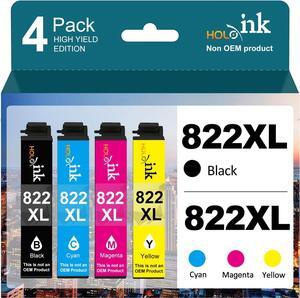 822XL Ink Cartridges Remanufactured Replacement  822 822 XL T822 Ink Cartridges for Workforce Pro WF-4833 WF-3820 WF-4820 WF-4830 WF-4834 Printer (Black Cyan Magenta Yellow)