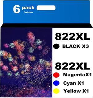 822XL Remanufactured  822XL Ink Cartridges  822XL Printer Ink Epson Workforce Pro WF-3820 WF-4820 WF-4830 WF-4833 WF-4834 Printer (3BCMY,6 Pack)