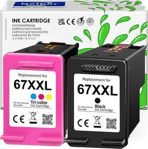 67XXL Replacement  Ink 67/67XL Ink Cartridges Black/Color Combo Pack Compatible for Deskjet 2755e 2700 4155e 4100 2700e for Envy 6055e 6000 6455e 6400 Series Printer
