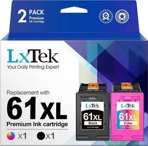 LxTek Remanufactured Ink Cartridge Replacement  61XL 61 XL to Compatible with Envy 4500 5530 5535 Deskjet 2540 1010 Officejet 4632 4634, High Yield(1 Black,1 Tri-Color, 2 Pack)