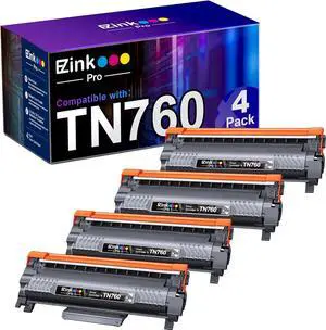 E-Z Ink Pro Compatible Toner Cartridge Replacement  TN760 TN-760 TN730 to Use with HL-L2350DW HL-L2395DW HL-L2390DW HL-L2370DW MFC-L2750DW MFC-L2710DW DCP-L2550DW (Black,4 Pack)