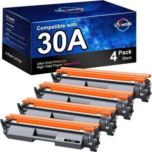 Uniwork Compatible Toner Cartridge Replacement  30A CF230A 30X CF230X use with LaserJet Pro MFP M203dw M227fdw M227fdn M203d M203dn M227sdn M227 M203 Printer Tray, 4 Black
