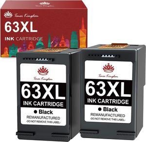 Toner Kingdom Remanufactured Ink Cartridge Replacement for 63XL Black Ink Cartridge for Officejet 3830 4650 5255 3832 Envy 4520 4512 4516 Deskjet 1112 3630 3634 3639 2132 Ink Printer (2 Black)