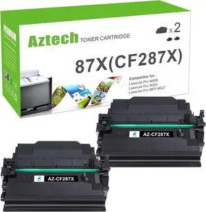 Aztech Compatible Toner Cartridge Replacement  87X 87A CF287X CF287A  Laserjet Enterprise M506 M506dn M506n Pro M501 M501dn M506 M506x M527 M527dn Printer Ink (Black, 2-Pack)