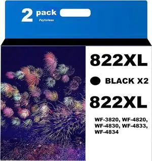 822XL Remanufactured  822XL Ink Cartridges  822 XL T822 to use  Workforce Pro WF-3820 WF-4820 WF-4830 WF-4833 WF-4834 Printer (2-Black)