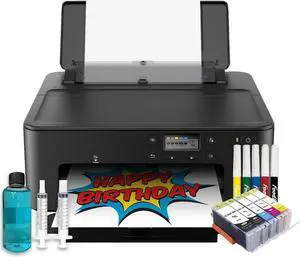 Cake Topper Image Printer, Cake Ink Cartridges, 12 Sugar Sheets, Edible Color Markers & Printhead Cleaning Kit Bundle, EP-Sugar-MRK