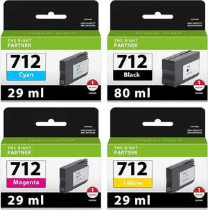 712 Ink Cartridge Bundle (4 Pack, 80-ML Black, 29-ML Cyan/Magenta/Yellow): Doen 712 Ink Cartridges Replacement  DesignJet T650, T630, T230, T210 Printer