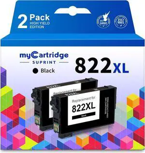 MYCARTRIDGE SUPRINT 822XL Black Ink Cartridge Combo Pack Remanufactured Ink Cartridge Replacement  822XL 822 XL T822 T822XL for Workforce Pro WF-3820 WF-4833 WF-4830 WF-4820 Printer 822XL