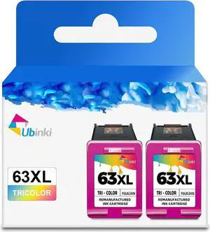 63XL Color Ink Cartridge Replacement  Ink 63 HP63 XL HP63xl tri-Color to OfficeJet 3830 4650 4655 5200 5255 5258 Envy 4520 4512 DeskJet 1112 1110 3630 3632 3634 2132 Printer(2-Pack Tricolor)