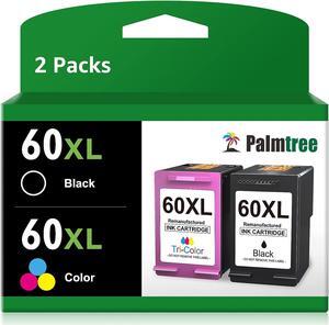 60XL Ink Cartridge Remanufactured  60 Ink Cartridge Combo Pack Color and Black  60XL use with PhotoSmart D110a C4680 C4780 C4795 DeskJet F4440 F4480 ENVY 100 110 120 (1 Black, 1 Tri-Color)