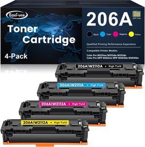 4 Pack (with Chip) 206A Toner Cartridges High-Yield W2110A W2111A W2113A W2112A Replacement  206A 206X Works with Color Pro M255, Color Pro MFP M282, M283 Series (BK/C/M/Y)