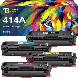 Toner Bank Compatible Toner Cartridge Replacement  414A 414X 414 W2020A Work with Color Pro MFP M479fdw M454dw M479fdn M454dn M479 Laser Printer Ink (Black Cyan Magenta Yellow, 4-Pack)