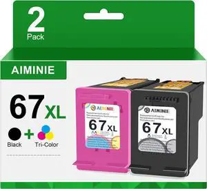 67XL Ink Cartridges Replacement  Deskjet 2700 4100 4155 Envy 6000 6055 6400 6455 6458 Series Printer Ink Cartridges  Ink 67 XL 67XL Black and Color Combo Pack 2-Pack