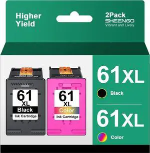 61XL Ink Cartridge Combo Pack High Yield Replacement  61 Ink Work with Envy 5530 4500 4502 5534, Deskjet 1000 1010 3050 1056 1510, Officejet 4635 4630 Series Printer (Black, Tri-Color, 2-Pack)