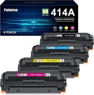 414A Toner Cartridges 4 Pack (with Chip) Replacement  414A Toner Cartridges 4 Pack 414 W2020A Work  Color Laserjet Pro MFP M479fdw M479fdn M454dw M454dn Printer (Black Cyan Magenta Yellow)