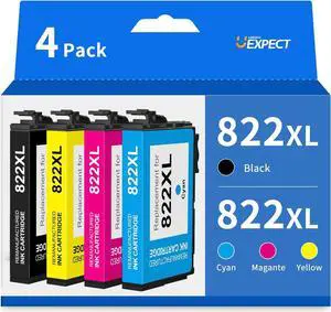 822XL Ink Cartridge Remanufactured Replacement  822XL T822XL 822 XL Combo Pack for Workforce Pro WF-3820 WF-4830 WF-4820 WF-4833 WF-4834 Printer (4-Pack 822XL Print Ink)