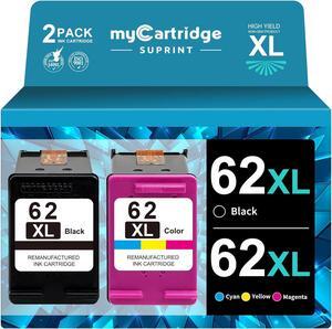 62XL Ink Cartridge Black and Color Combo Pack Remanufactured Ink Cartridge Replacement  62XL 62 XL Ink Cartridges  Envy 7640 5660 5540 7645 5640 7644 OfficeJet 5740 5742 Printer 62XL Ink