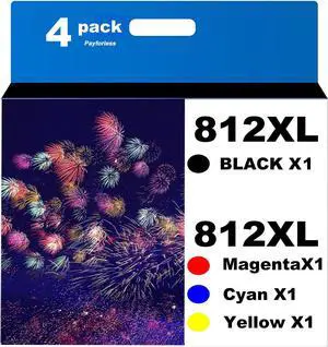 812XL Remanufactured  812XL Ink Cartridges Epson  812XL T812XL 812 XL  Workforce Pro WF-7840 WF-7820 WF-7310 EC-C7000 Printer (4 Pack,BCMY)