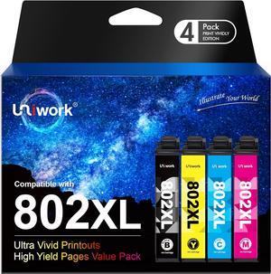 802XL Ink Cartridge, Remanufactured 802 Ink Cartridge Replacement  802XL 802 XL Ink Cartridge Combo Pack T802XL use for Workforce Pro WF-4740 WF-4730 WF-4720 WF-4734 EC-4020 EC-4030 (4 Pack)