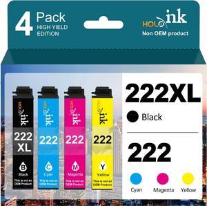 222XL Remanufactured Ink Cartridge Replacement  222 Ink Cartridges T222 for Expression Home XP-5200 Workforce WF-2960 Printer (Black, Cyan, Magenta, Yellow, 4 Pack)