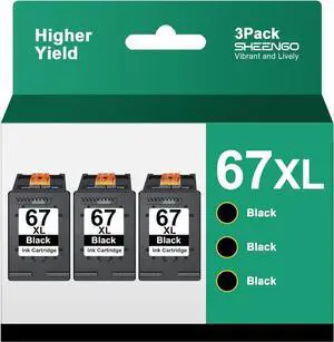 67XL Black Ink Cartridges High Yield Replacement  67 Ink 67XL for Envy 6055e 6055 6052 6075 Envy Pro 6455 6455e 6475 6452 6458 DeskJet 2755e 2755 4052 4155 Printer (3 Black)